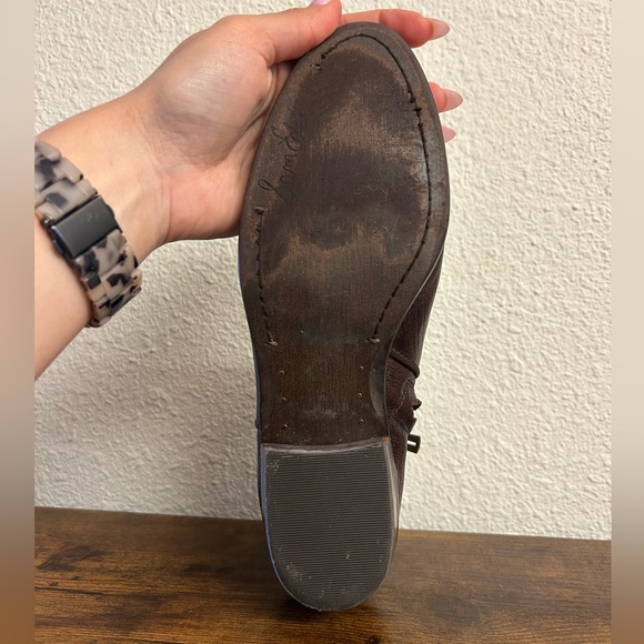 Sam Edelman Brown Petty Booties Size 7 Black Toe Boho Ankle Boots Low Heel - Picture 7 of 12
